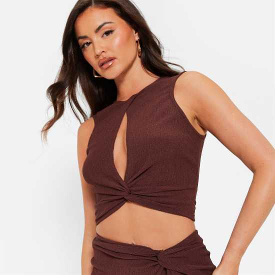 I Saw It First Textured Twist Front Cut Out Crop Top Co-Ord