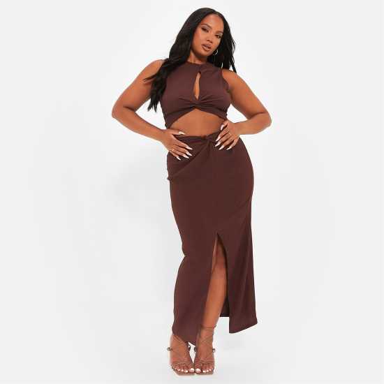 I Saw It First Textured Twist Front Cut Out Crop Top Co-Ord