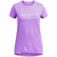 Under Armour Armour Ua G Tech Twist Wdmk Logo Ss Gym Top Girls Лилаво Детски тениски и фланелки