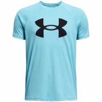 Under Armour Детска Тениска Къс Ръкав Tech Big Logo Short Sleeve T Shirt Junior Boys Sky Blue/Black Детски тениски и фланелки