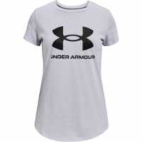Under Armour Тениска Live Sportstyle Graphic Short Sleeve T Shirt Girls Mod Gray Light Heather Детски тениски и фланелки