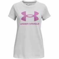 Under Armour Тениска Live Sportstyle Graphic Short Sleeve T Shirt Girls Grey/Purple Детски тениски и фланелки
