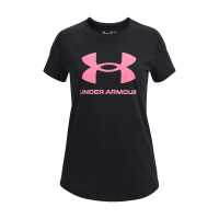 Under Armour Тениска Live Sportstyle Graphic Short Sleeve T Shirt Girls Black/PinkPunk Детски тениски и фланелки
