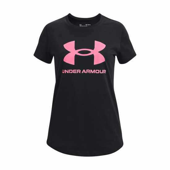 Under Armour Тениска Live Sportstyle Graphic Short Sleeve T Shirt Girls Black/PinkPunk Детски тениски и фланелки
