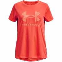 Under Armour Tech™ Print Fill Big Logo Short Sleeve Girls Orange Детски тениски и фланелки