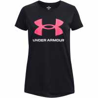 Under Armour Tech™ Print Fill Big Logo Short Sleeve Girls Black Детски тениски и фланелки