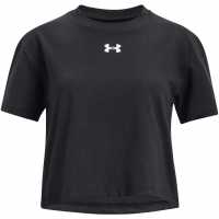 Under Armour Crop Sportstyle Logo Ss Black/White Детски тениски и фланелки