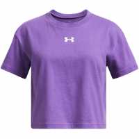 Under Armour Crop Sportstyle Logo Ss Purple Детски тениски и фланелки
