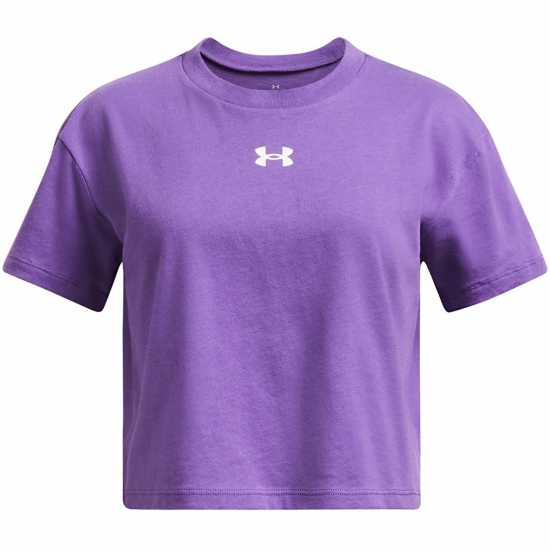 Under Armour Crop Sportstyle Logo Ss Purple Детски тениски и фланелки