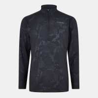 Debossed Camo Quarter Zip Funnel - Black  Дрехи за фитнес
