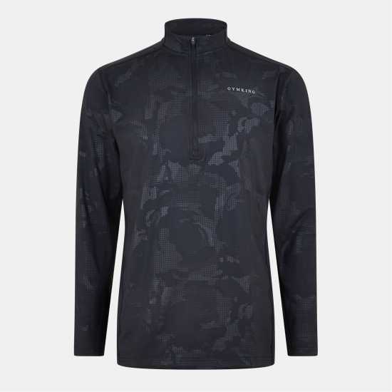 Debossed Camo Quarter Zip Funnel - Black  Дрехи за фитнес