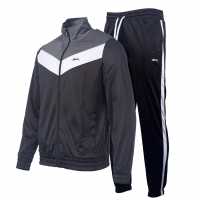 Slazenger Мъжки Спортен Екип Polyester Tracksuit Mens Черно/Чар/Бяло Мъжки долнища за бягане