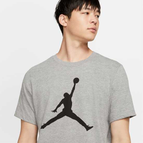 Nike Мъжка Тениска Air Jordan Big Logo T Shirt Mens Grey Мъжки тениски с яка