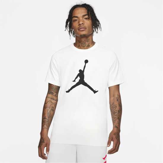 Nike Мъжка Тениска Air Jordan Big Logo T Shirt Mens White/Black Мъжки тениски с яка
