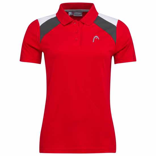 Head Блуза С Яка Club Tech Polo Shirt Womens Червено/Бяло Бадминтон