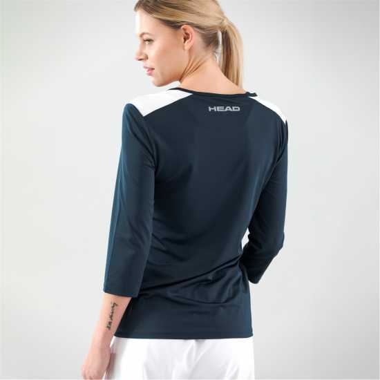 Дамско тенис облекло Head Club 3 Quarter Sleeve T-Shirt Women Head Club 3 Quarter Sleeve T-Shirt Women Дамско тенис облекло