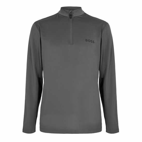 Hugo Boss Boss Men's Green Quarter Zip Performance Tracksuit Top Grey Hugo Boss Boss Men's Green Quarter Zip Performance Tracksuit Top Grey