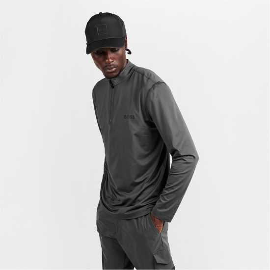 Hugo Boss Boss Men's Green Quarter Zip Performance Tracksuit Top Grey Hugo Boss Boss Men's Green Quarter Zip Performance Tracksuit Top Grey