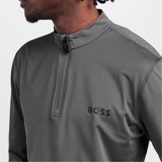 Hugo Boss Boss Men's Green Quarter Zip Performance Tracksuit Top Grey Hugo Boss Boss Men's Green Quarter Zip Performance Tracksuit Top Grey