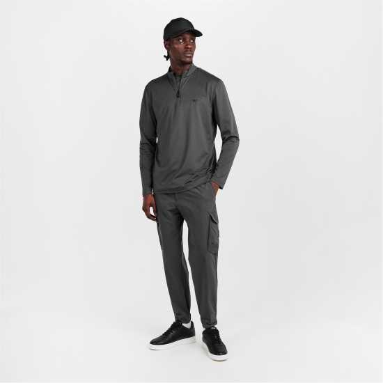 Hugo Boss Boss Men's Green Quarter Zip Performance Tracksuit Top Grey Hugo Boss Boss Men's Green Quarter Zip Performance Tracksuit Top Grey