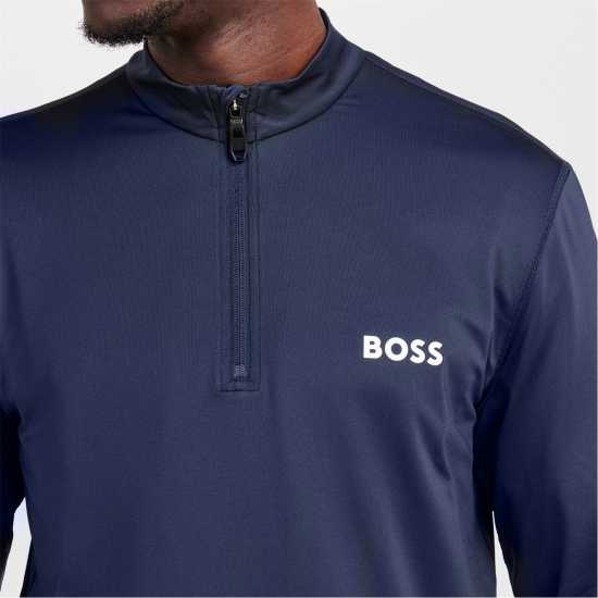 Hugo Boss Boss Men's  Green Quarter Zip Performance Tracksuit Top Navy 