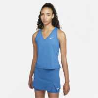Nike Дамски Потник Dryfit Victory Tank Top Ladies Blue/White Дамски тениски и фланелки