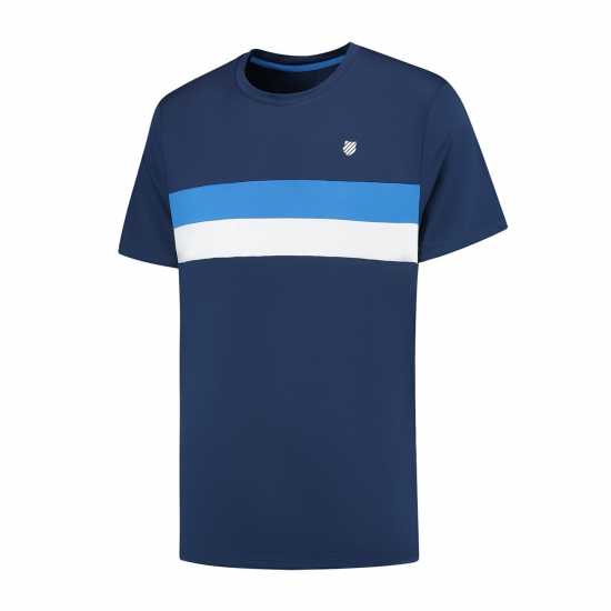 K Swiss Kswiss Core Team Striped Crew Performance T-Shirt Морска синьо 
