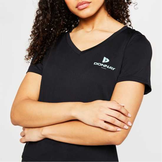 Donnay Дамска Тениска Tiffany T Shirt Ladies Pitch Black Дамски тениски и фланелки