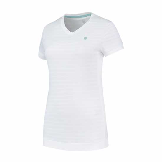 K Swiss Hypercourt V-Neck T-Shirt Womens Бяло Бадминтон