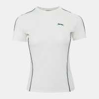 Slazenger Tech Contrast Detail Tennis Tee White 