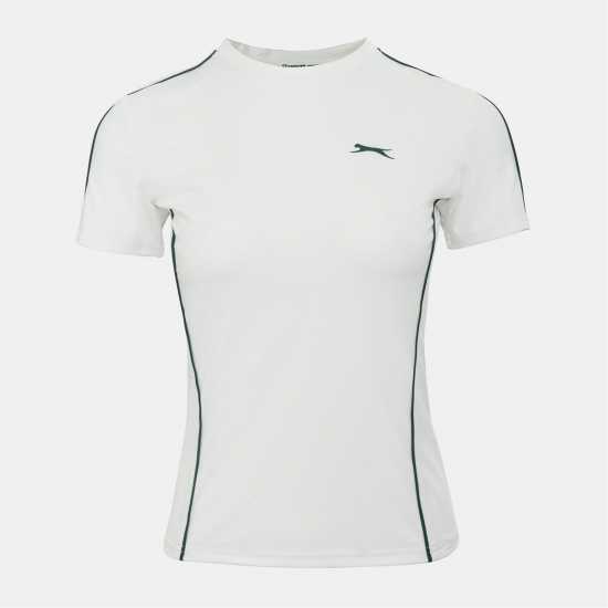 Slazenger Tech Contrast Detail Tennis Tee White 