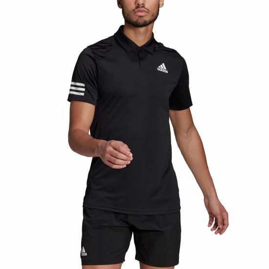 Adidas Мъжко Поло Райе Club 3 Stripe Polo Shirt Mens Black/White Мъжки тениски с яка