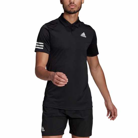 Adidas Мъжко Поло Райе Club 3 Stripe Polo Shirt Mens Черно/Бяло Мъжки тениски с яка