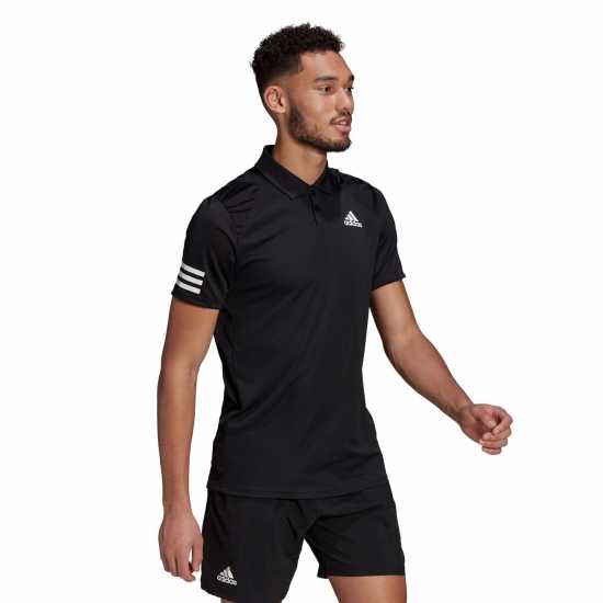 Adidas Мъжко Поло Райе Club 3 Stripe Polo Shirt Mens Черно/Бяло Мъжки тениски с яка