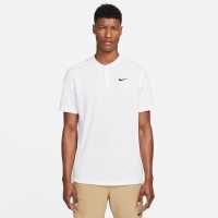Nike Dri-FIT Men's Tennis Polo White/Black Мъжко облекло за едри хора