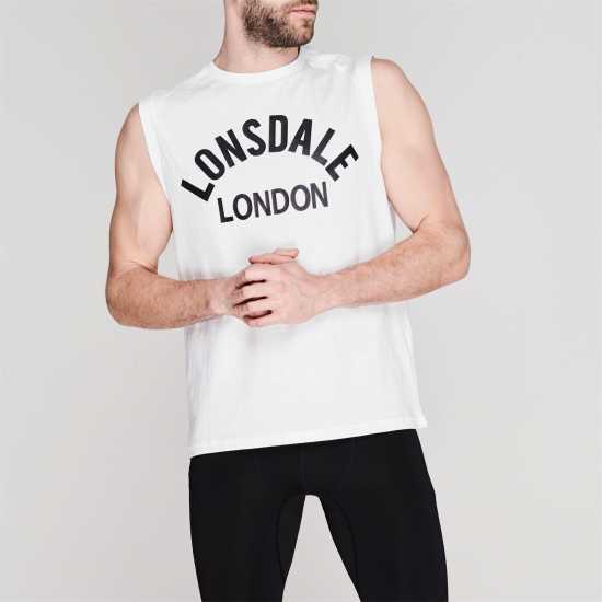 Lonsdale Box Tank Vest Mens White - Мъжки ризи
