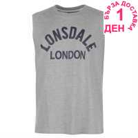 Lonsdale Box Tank Vest Mens Grey Marl Мъжки ризи