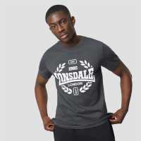 Lonsdale Heavyweight Jersey Graphic Tee Charcoal Marl Мъжко облекло за едри хора