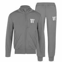 11 Degrees Poly Zip Track Suit Стомана/Бяло Детски спортни екипи