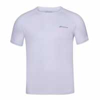 Babolat Мъжка Тениска Poly Crew Neck T Shirt Mens White Мъжки ризи