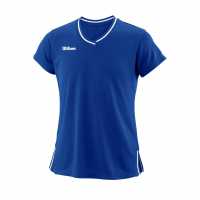 Wilson Тениска Момичета Team V Neck T Shirt Junior Girls Blue Детски тениски и фланелки