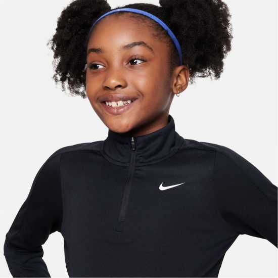 Nike Older Girls Dri-Fit Long Sleeve Half Zip Черно Детски тениски и фланелки