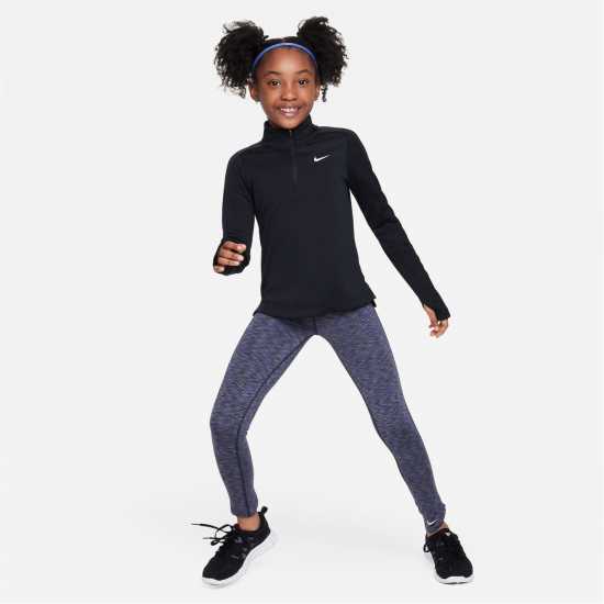 Nike Older Girls Dri-Fit Long Sleeve Half Zip Черно Детски тениски и фланелки