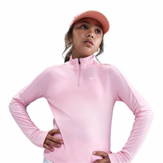 Nike Older Girls Dri-Fit Long Sleeve Half Zip Pink Детски тениски и фланелки