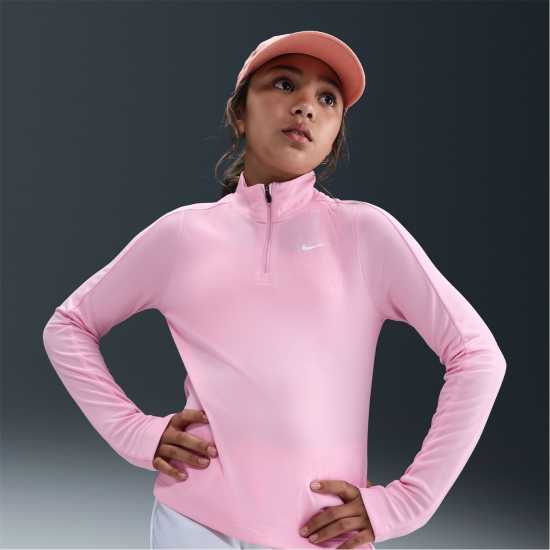 Nike Older Girls Dri-Fit Long Sleeve Half Zip Pink Детски тениски и фланелки