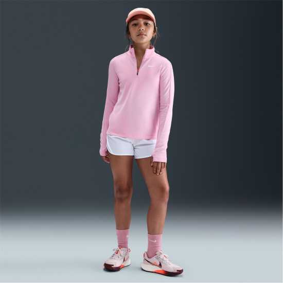 Nike Older Girls Dri-Fit Long Sleeve Half Zip Pink Детски тениски и фланелки