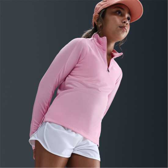 Nike Older Girls Dri-Fit Long Sleeve Half Zip Pink Детски тениски и фланелки