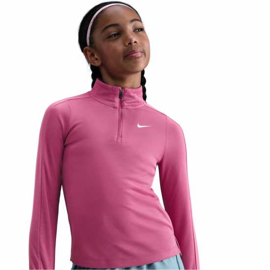 Nike Older Girls Dri-Fit Long Sleeve Half Zip Sweet Beet Детски тениски и фланелки