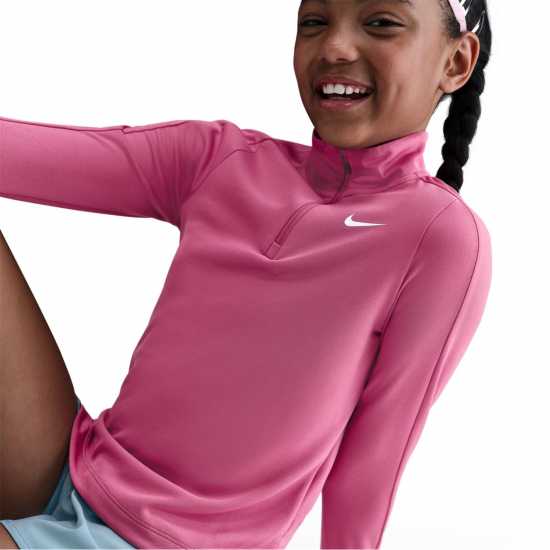 Nike Older Girls Dri-Fit Long Sleeve Half Zip Sweet Beet Детски тениски и фланелки
