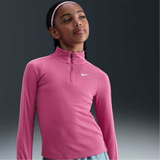 Nike Older Girls Dri-Fit Long Sleeve Half Zip Sweet Beet Детски тениски и фланелки